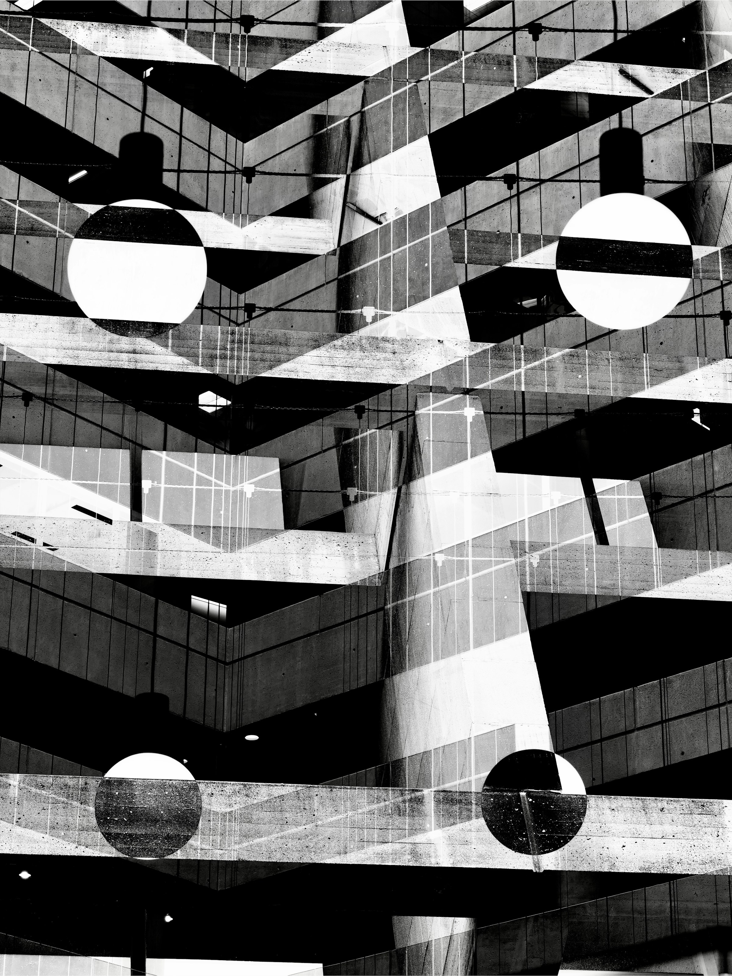 Abstract architectural geometry with light and shadow.
